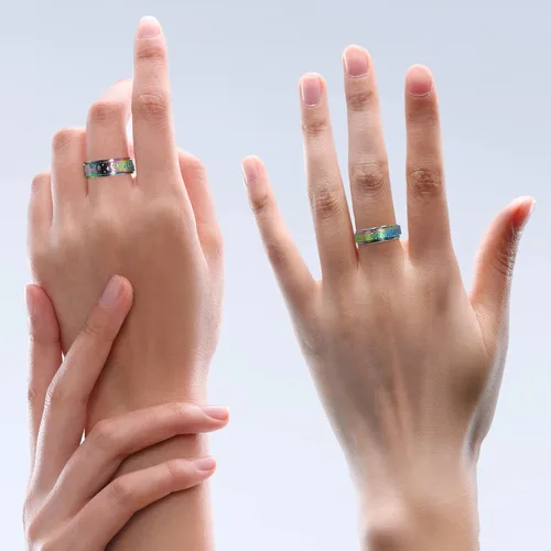 Miniatura 7 de Anillos de Ansiedad Anillos Fidget para Mujeres Anillos Giratorios para Ansiedad 4 Piezas 6MM Anillo de Acero de Titanio Arcoíris Talla 5-11 Anillos