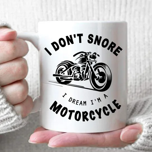 Miniatura 6 de Taza de motocicleta con texto en inglés "I Don't Snore I Dream I'm A", regalo de cumpleaños para amantes de la motocicleta, regalo de motociclista
