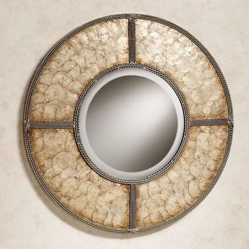 Miniatura 2 de Touch of Class Capiz Shell - Espejo de pared redondo dorado