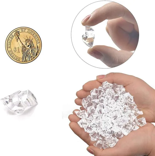 Miniatura 8 de TITA-DONG Cubitos de hielo de cristales de diamante, rocas de hielo trituradas falsas transparentes, diamantes falsos transparentes, diamante