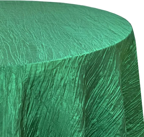 Miniatura 2 de YOUR CHAIR COVERS - Mantel redondo de tafetán arrugado de 120 pulgadas - Verde cazador, mantel de mesa brillante arrugado para bodas, fiestas
