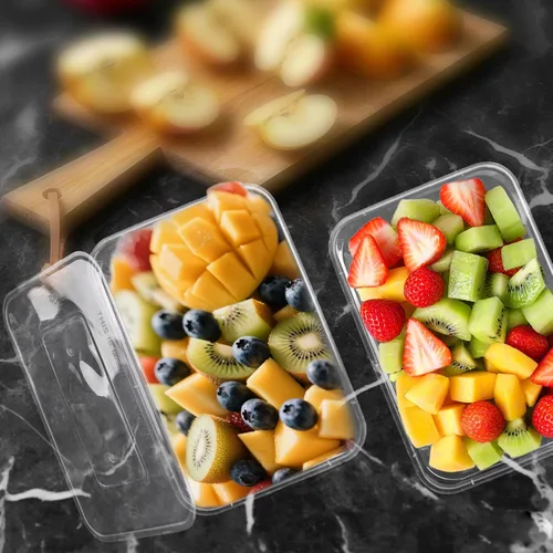 Miniatura 3 de 120 recipientes de plástico para preparación de comidas con tapas, contenedores desechables transparentes de 25 onzas para almacenamiento