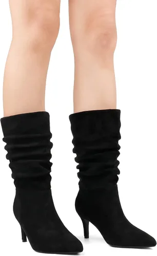 Miniatura 5 de JOY IN LOVE Botas de tacón bajo para mujer, botas holgadas de media pantorrilla
