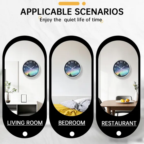 Miniatura 5 de Reloj de pared moderno de 12 pulgadas, funciona con pilas, reloj analógico colorido silencioso sin tictac para oficina, hogar, baño, cocina