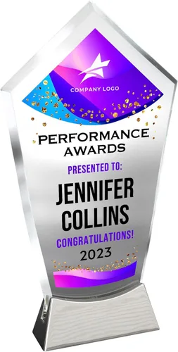 Placa de vidrio personalizada de 9 1/4 pulgadas, placa personalizada como premios y trofeos, placas de vidrio para premios como jubilación y Diseño 3