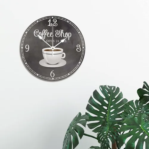 Miniatura 4 de ArogGeld Reloj de pared de café de estilo vintage, reloj de madera de 12 pulgadas, silencioso, sin tictac, funciona con pilas, para sala de estar