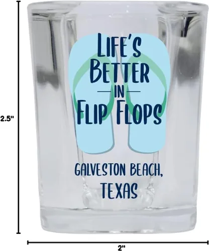 Miniatura 3 de Galveston Beach Texas Beach Souvenir - Vaso de chupito de base cuadrada, 2 onzas, individual