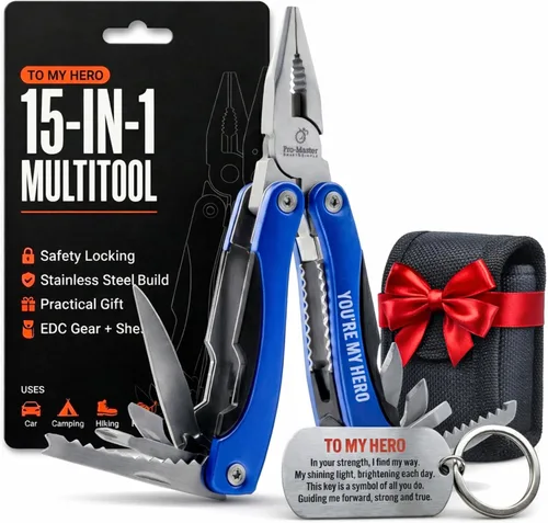 Miniatura 8 de Multiherramienta Rosa 15-en-1 para Mamá, Esposa, Hija, Abuela, Alicates de Multiherramienta EDC Práctica, Cuchillo de Bolsillo con Bloqueo