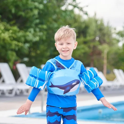 Miniatura 9 de DOOHALO Flotadores de natación para niños de 28 a 70 libras, chaleco flotante de hombro para niños de 2 a 8 años de edad, para niños y niñas, bebés