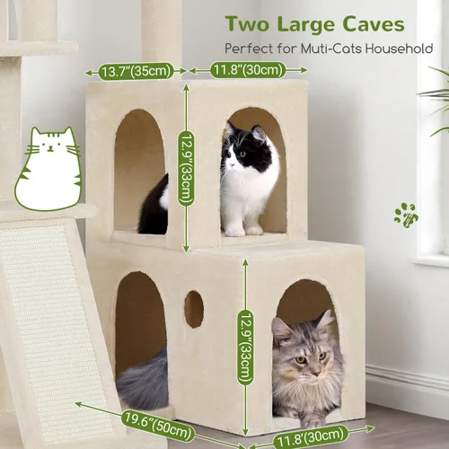 Miniatura 5 de Globlazer F50 Torre para Gatos para Gatos Adultos de Interior, Árbol para Gatos Resistente de 50 Pulgadas para Gatos Grandes, Casa de Árbol