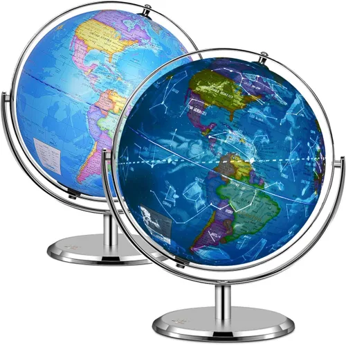 Globo iluminado del mundo con luz LED multicolora incorporada 12" con control remoto