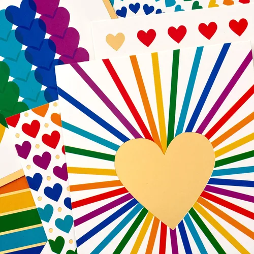 Miniatura 4 de Hallmark Surtido de tarjetas en blanco, corazones arcoíris (24 tarjetas con sobres)