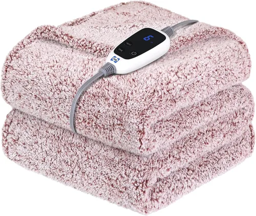 Miniatura 13 de Sealy - Manta eléctrica térmica de doble sherpa suave de 50 x 60 pulgadas súper acogedora con 6 niveles de calentamiento rápido y apagado automático