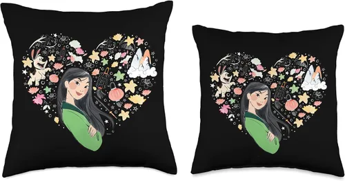 Miniatura 3 de Disney Princesa Mulan Collage - Almohada de corazón, 16 x 16 pulgadas, multicolor