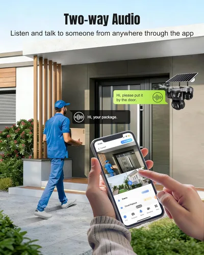 Miniatura 7 de KEPEAK Solar Security Camera Outdoor Wireless, Triple Lens PTZ Camera, 360° Pan Tilt, Color Night Vision, PIR Motion Detection, Two-Way Audio