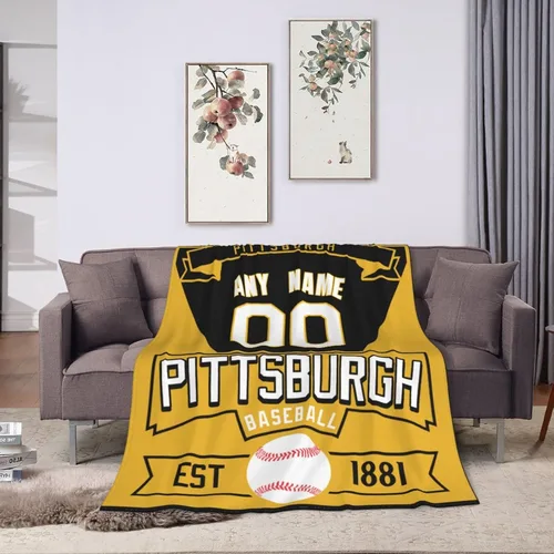 Miniatura 11 de Manta personalizada para fanáticos de la cama, regalo de béisbol, ciudad, invierno, verano, manta de forro polar con nombre y número personalizados