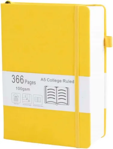 Miniatura 16 de Cuaderno grueso de rayas universitarias con 366 páginas numeradas, diarios A5 para escribir con papel rayado de 100GSM, cuadernos de cuero de tapa