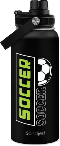 Miniatura 28 de Botella de agua de béisbol – Botellas deportivas aisladas de acero inoxidable de 32 onzas con tapa – Hombres amantes del béisbol jugador aficionado