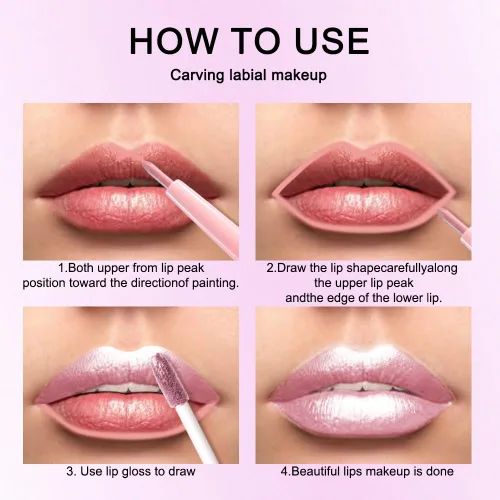 Miniatura 6 de evpct Juego de delineador de labios y lápiz labial metálico rosa claro, para mujeres, de larga duración, impermeable, 24 unidades, color rosa claro