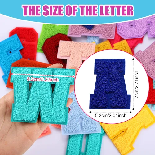 Miniatura 6 de Waydress 26 parches de felpilla para planchar con letras del alfabeto de la A a la Z, para coser de 2.8 pulgadas, para suministros de bricolaje