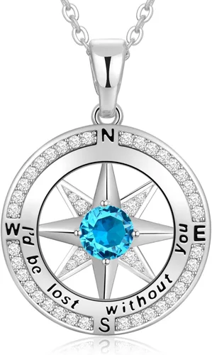Miniatura 47 de Peeshow Collar para mujer, brújula, piedra natal, joyería de cumpleaños, aniversario, ideas para su novia, regalo romántico de amor en Navidad, día