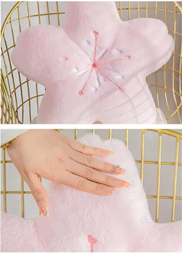 Miniatura 5 de Suave terciopelo de peluche Cojín de flores de cinco estrellas Cojín de trébol de cuatro hojas Sofá Dormitorio Sala de estar Funda de cojín -17 Rosa
