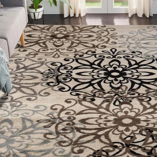 Miniatura 7 de SUPERIOR – Alfombra de área contemporánea de la colección Leigh - Alfombra moderna de 5/16 de pulgada (8 mm) de pelo con diseño de medallón floral
