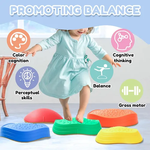 Miniatura 5 de Balance Stepping Stones for Kids, 5pcs Sensory Stepping Stones, Indoor & Outdoor Obstacle Course Play Equipment, Enhances Toddler Gross Motor &
