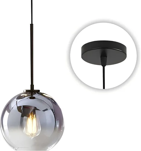 Miniatura 11 de KCO Iluminación Moderna Lámpara Colgante de 3 Luces con Globo de Vidrio Gradiente en Plata, Luminaria de Techo con Cordón Ajustable, Candelabro