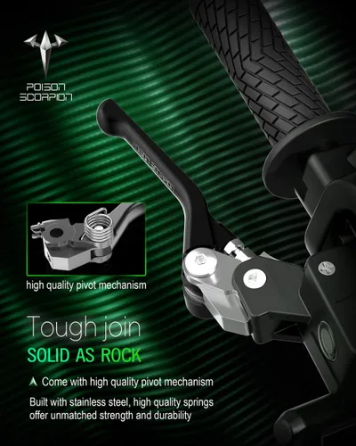 Miniatura 4 de POISON SCORPION Palancas de freno y embrague negras pivotantes para bicicleta de cross compatibles con KX65 00-25 / KX85 01-25 / KX100 01-21 / KX125