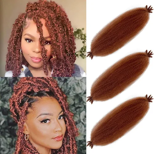 350 Marley Twist - Cabello trenzado de 16 pulgadas, cabello rizado de jengibre trenzado, cabello afro twist elástico, cabello crespo rojo cobre para