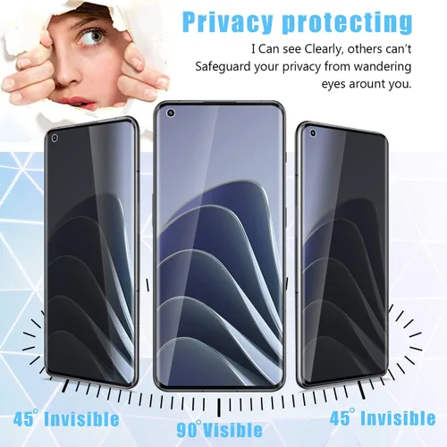Miniatura 3 de [2+2] Protector de pantalla de vidrio templado de privacidad para Oneplus 10 Pro (2+2) + protector de lente de cámara (paquete de 2), vidrio