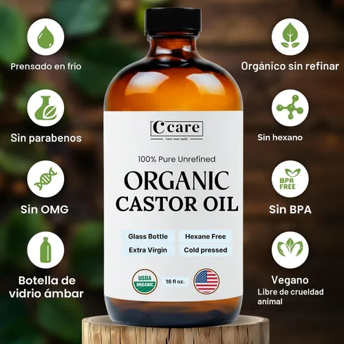 Miniatura 4 de Aceite de ricino 100% puro orgánico prensado en frío sin refinar botella de vidrio Certificado USDA orgánico Sin hexano extra virgen