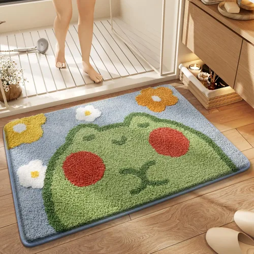 Ankah Alfombra de ducha bonita, lujosa, absorbente y antideslizante, lavable a máquina para bañera, ducha y baño, 17.71 x 25.59 pulgadas, diseño de