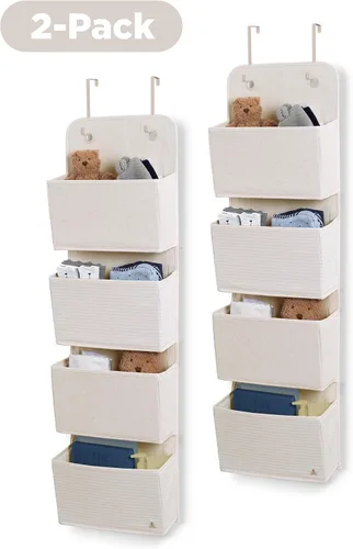 Miniatura 5 de Delta Children - babyGap - Paquete de 2 organizadores de almacenamiento sobre la puerta con 4 bolsillos, color marrón Canela