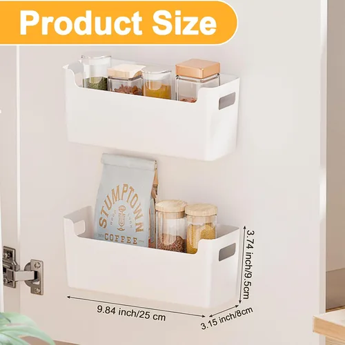 Miniatura 2 de 2 piezas Organizador para puerta de gabinete de cocina, almacenamiento adhesivo en la puerta interior del gabinete, estante de almacenamiento debajo