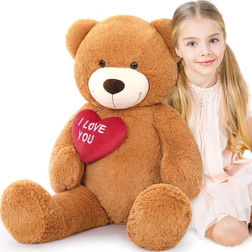 Miniatura 29 de BENINY Osos de peluche grandes en forma de corazón rojo, osos de peluche negros con bordado "Te quiero" para novia, osos de peluche grandes