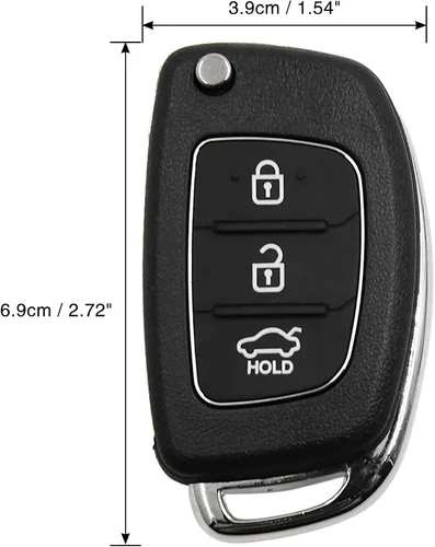 Miniatura 8 de uxcell 3 Botones Flip Plegable Sin Cortar Llave Shell Control Remoto Fob Clicker Caso Reemplazo Para Hyundai Santa Fe 2013 2015