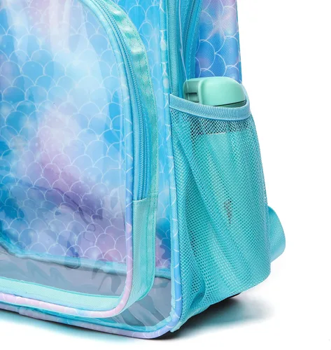 Miniatura 7 de BLUEFAIRY Mochila transparente para estadio escolar, grande, de PVC, transparente, bolsa de libros, mochila transparente, Azul bebé, Mochilas Daypack