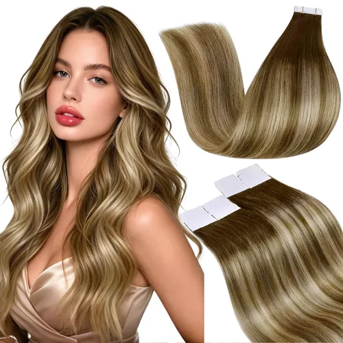 Miniatura 32 de LaaVoo - Extensiones de cabello humano Remy adhesivas con cinta invisible, cabello negro natural, extensiones de cabello para mujeres de color, 20