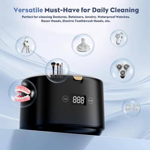 Miniatura 6 de Limpiador ultrasónico de 30 W, limpiador ultrasónico profesional de joyas, 45 kHz 7.8 fl oz, máquina de limpieza portátil para dentaduras