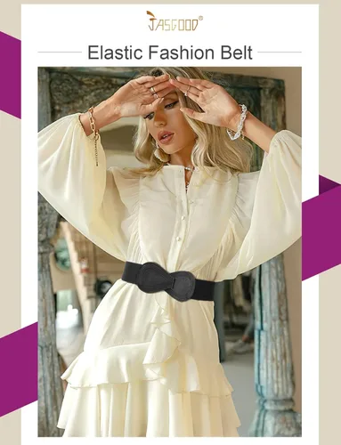 Miniatura 2 de JASGOOD Cinturón elástico vintage para mujer, cinturón de cintura ancha y elástico vintage