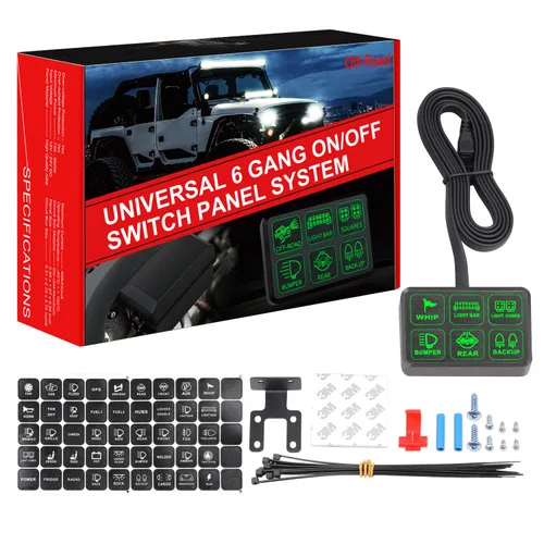 Panel de interruptor de 6 bandas, Niking Auto Caja universal de control de circuito sistema de relé de interruptor de botón de encendido y apagado