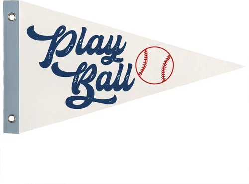 Miniatura 21 de Decoración para Sala de Juegos y Guardería para Niños, Banderas de Pennant de Béisbol para Jugar, Arte de Pared Retro Verde para Decoración