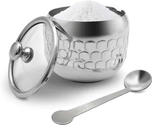 Miniatura 12 de Tazón de Acero Inoxidable para Azúcar, Frasco para Condimentos de Café, Recipiente para Especias, Olla para Condimentos con Tapa y Cuchara