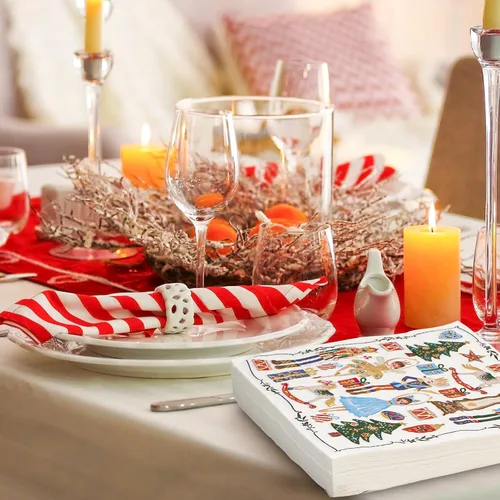 Miniatura 6 de AnyDesign Paquete de 80 servilletas de papel cascanueces desechables de acuarela cascanueces servilletas de Navidad decorativas para postres