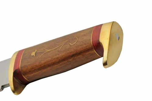 Miniatura 3 de SZCO - Cuchillo de caza de espiga completa de 12.25 pulgadas, cuchillos de desollar con hoja de acero inoxidable, mango de madera con incrustaciones