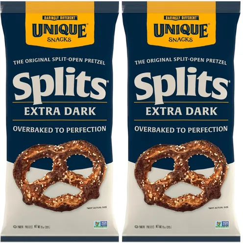 Miniatura 8 de Unique Snacks Pretzels Splits Extra Oscuros, Pretzels Originales Abiertos, Deliciosa Bolsa de Aperitivos Horneados Estilo Hogareño, Vegano, OU