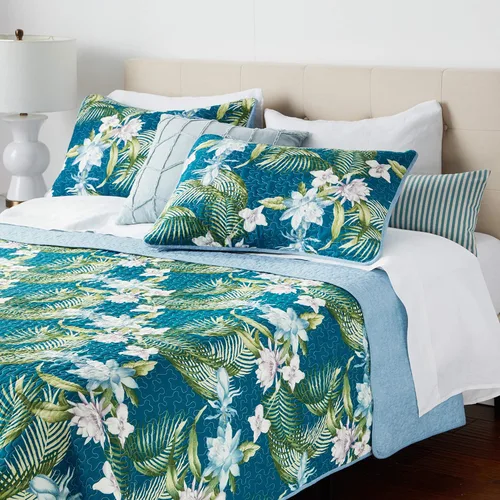 Miniatura 15 de Tommy Bahama - Juego de colcha tamaño Queen, ropa de cama reversible de algodón con fundas a juego, juego de ropa de cama transpirable para todas