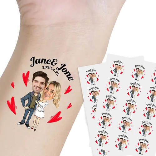 Miniatura 15 de Tatuaje personalizado con nombre y cara, tatuaje temporal personalizado para adultos, niños, amados, un amigo o familia, cara con nombre, 2 x 2